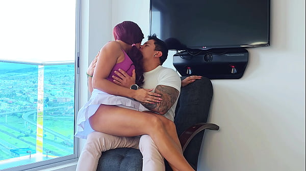 Cheating Bitch! She fucked her lover while her boyfriend watched her!