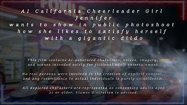 AI Porn Dark Angel Cheerleader Jennifer wants to show in a public photoshoot how big monsterdildo she can fit inside her